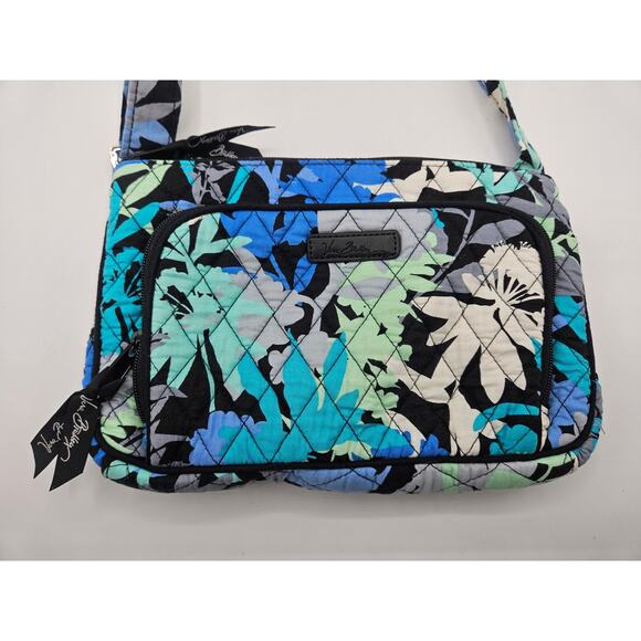 Vera Bradley Abstract Floral Hipster Crossbody Shoulder Bag Blue Green Black‎ - Picture 3 of 8